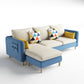 Scandinavian 32.28 " H Cotton Blend Square Arm Sofa & Chaise Beige Blue Clearhalo 'furn' 'furn_sectionals' 'Furniture' 'Living Room Furniture' 'Sectionals' 6135887