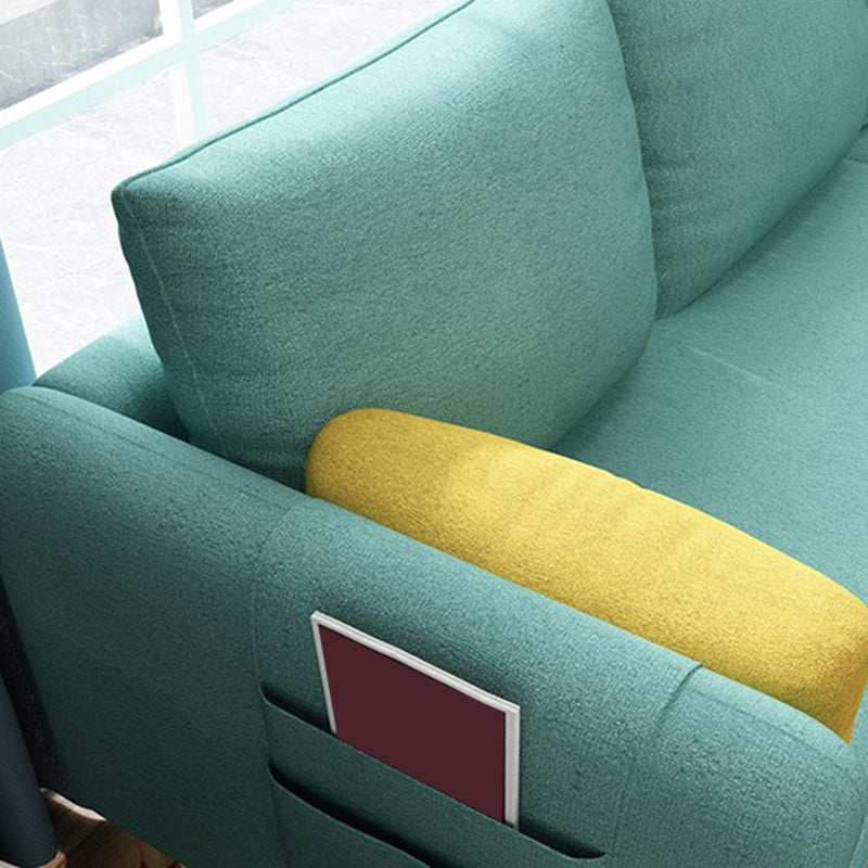 Scandinavian 32.28 " H Cotton Blend Square Arm Sofa & Chaise Clearhalo 'furn' 'furn_sectionals' 'Furniture' 'Living Room Furniture' 'Sectionals' 6135888