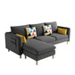 Scandinavian 32.28 " H Cotton Blend Square Arm Sofa & Chaise Dark Gray Clearhalo 'furn' 'furn_sectionals' 'Furniture' 'Living Room Furniture' 'Sectionals' 6135893