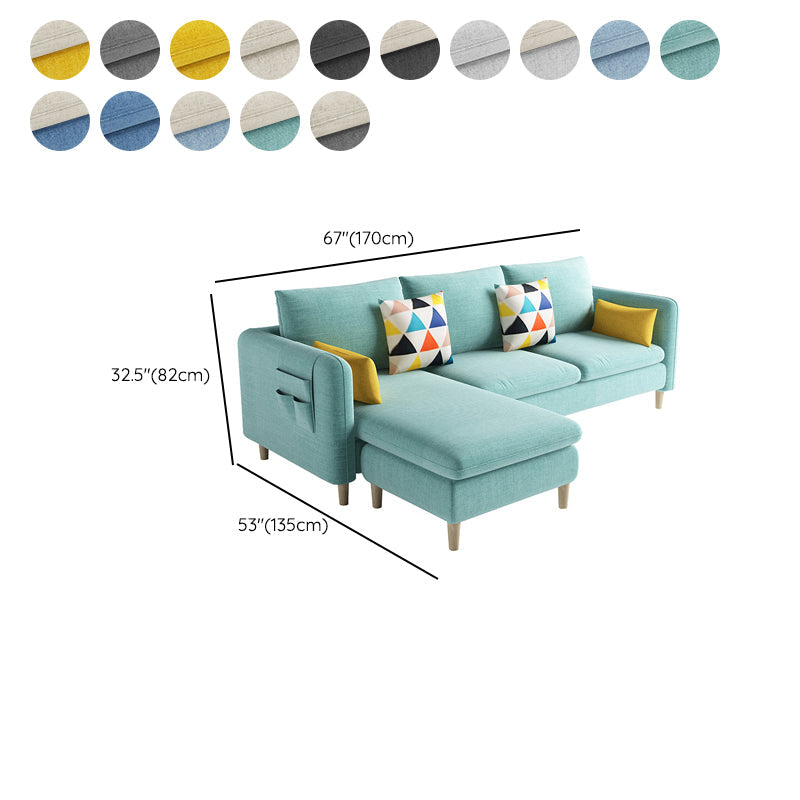 Scandinavian 32.28 " H Cotton Blend Square Arm Sofa & Chaise Clearhalo 'furn' 'furn_sectionals' 'Furniture' 'Living Room Furniture' 'Sectionals' 6135897