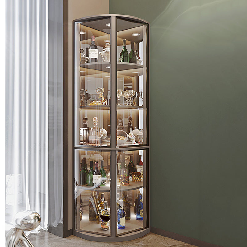 Modern Corner Unit Wood Curio Cabinet Glass Doors Storage Cabinet for Bathroom Clearhalo 'Display & China Cabinets' 'display_china_cabinets' 'furn' 'furn_display_china_cabinets' 'Furniture' 'Kitchen & Dining Furniture' 6135898