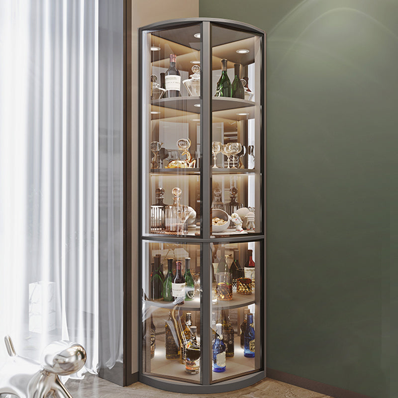 Modern Corner Unit Wood Curio Cabinet Glass Doors Storage Cabinet for Bathroom Grey Clearhalo 'Display & China Cabinets' 'display_china_cabinets' 'furn' 'furn_display_china_cabinets' 'Furniture' 'Kitchen & Dining Furniture' 6135899