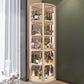 Modern Corner Unit Wood Curio Cabinet Glass Doors Storage Cabinet for Bathroom 16"L x 16"W x 79"H White-Gold Clearhalo 'Display & China Cabinets' 'display_china_cabinets' 'furn' 'furn_display_china_cabinets' 'Furniture' 'Kitchen & Dining Furniture' 6135900
