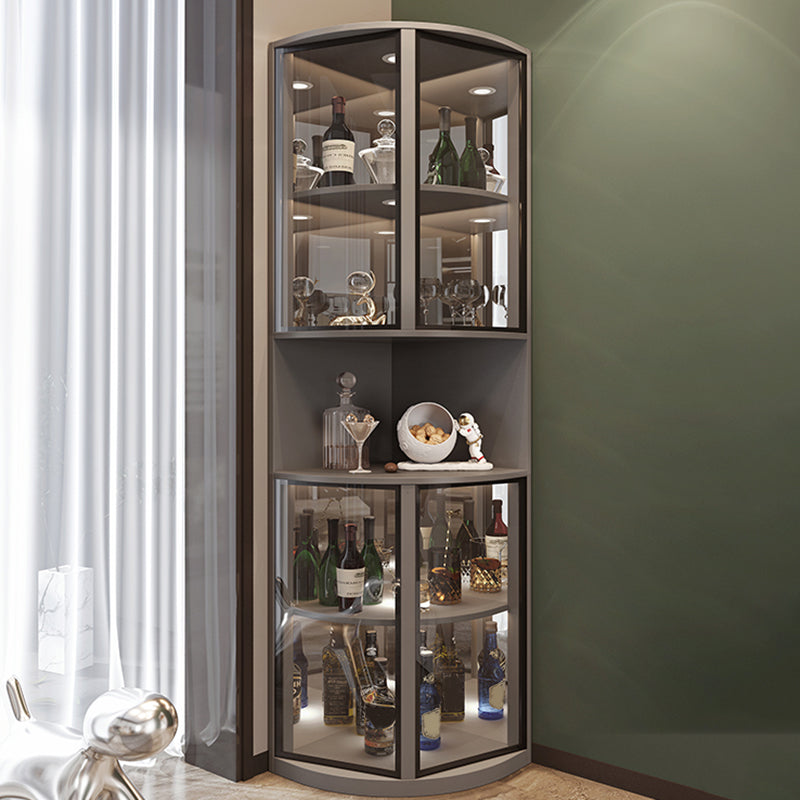 Modern Corner Unit Wood Curio Cabinet Glass Doors Storage Cabinet for Bathroom Black-Gray Clearhalo 'Display & China Cabinets' 'display_china_cabinets' 'furn' 'furn_display_china_cabinets' 'Furniture' 'Kitchen & Dining Furniture' 6135902