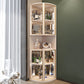 Modern Corner Unit Wood Curio Cabinet Glass Doors Storage Cabinet for Bathroom 20"L x 20"W x 79"H White-Gold Clearhalo 'Display & China Cabinets' 'display_china_cabinets' 'furn' 'furn_display_china_cabinets' 'Furniture' 'Kitchen & Dining Furniture' 6135904