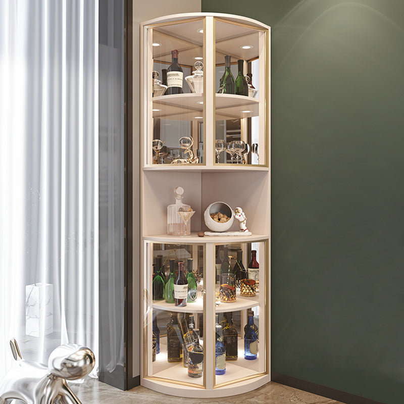 Modern Corner Unit Wood Curio Cabinet Glass Doors Storage Cabinet for Bathroom 20"L x 20"W x 79"H White-Gold Clearhalo 'Display & China Cabinets' 'display_china_cabinets' 'furn' 'furn_display_china_cabinets' 'Furniture' 'Kitchen & Dining Furniture' 6135904