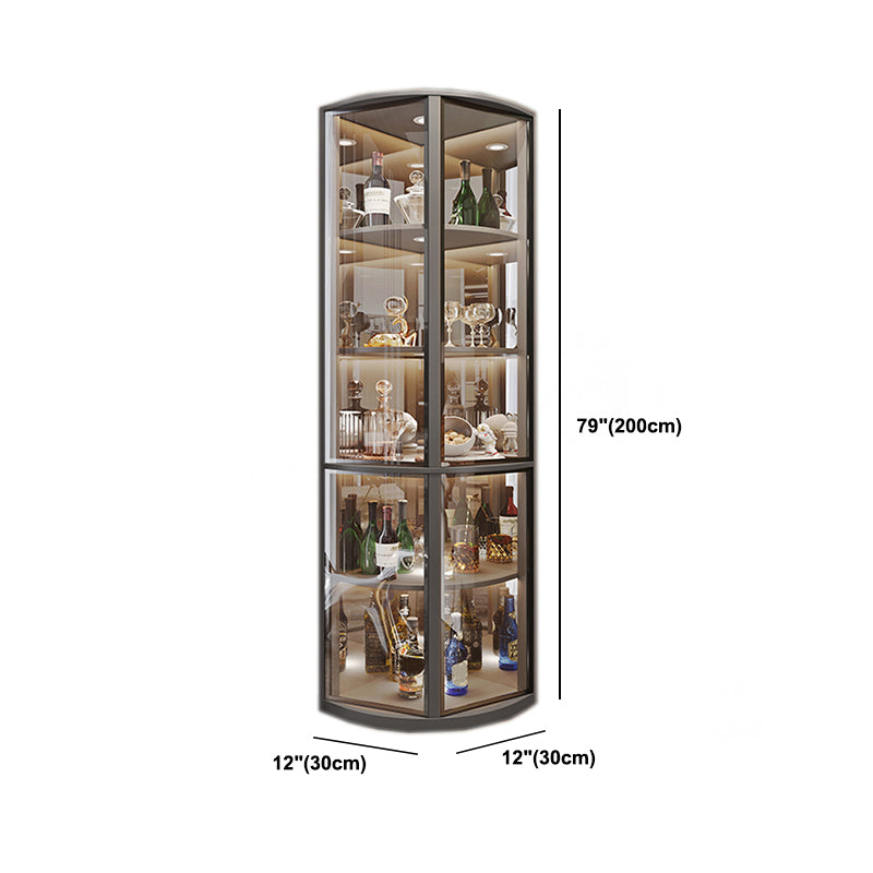 Modern Corner Unit Wood Curio Cabinet Glass Doors Storage Cabinet for Bathroom Clearhalo 'Display & China Cabinets' 'display_china_cabinets' 'furn' 'furn_display_china_cabinets' 'Furniture' 'Kitchen & Dining Furniture' 6135912