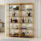 Glass Display Stand Glam Curio Cabinet with Shelves in Black/ Gold