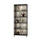 Glass Display Stand Glam Curio Cabinet with Shelves in Black/ Gold