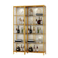 Glass Display Stand Glam Curio Cabinet with Shelves in Black/ Gold
