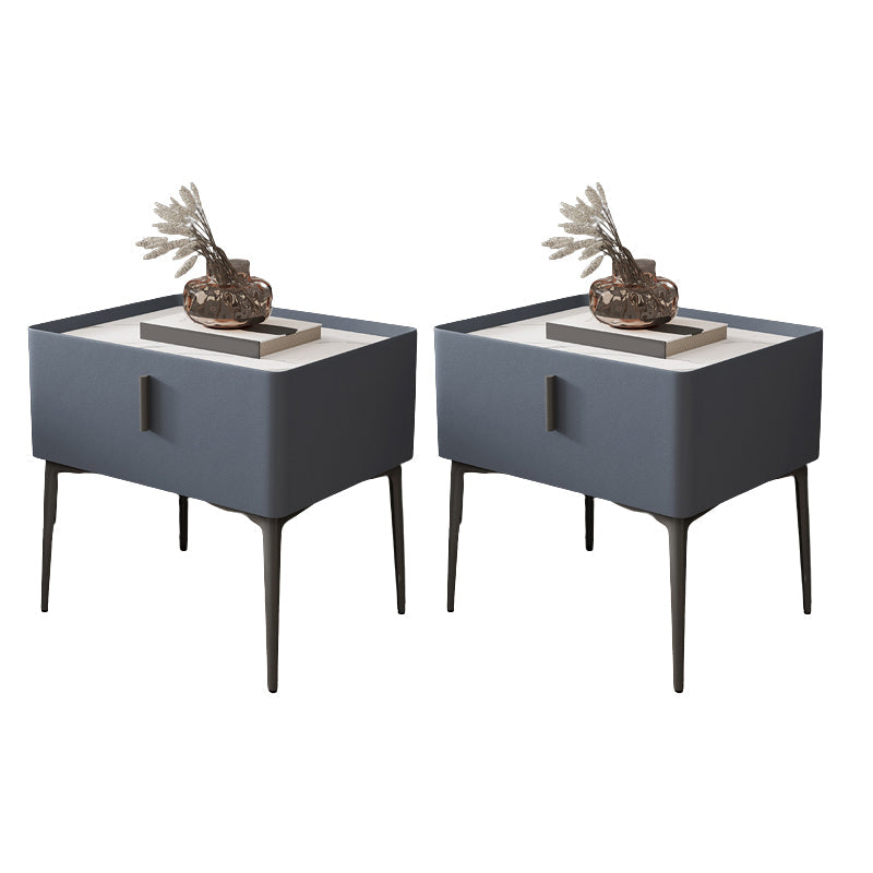 Modern Slate Nightstand Lower Shelf Bedside Cabinet with Drawer for Bedroom Blue 2 Piece Set Clearhalo 'Bedroom Furniture' 'furn' 'furn_night_stand' 'Furniture' 'night_stand' 'Nightstands' 6136004