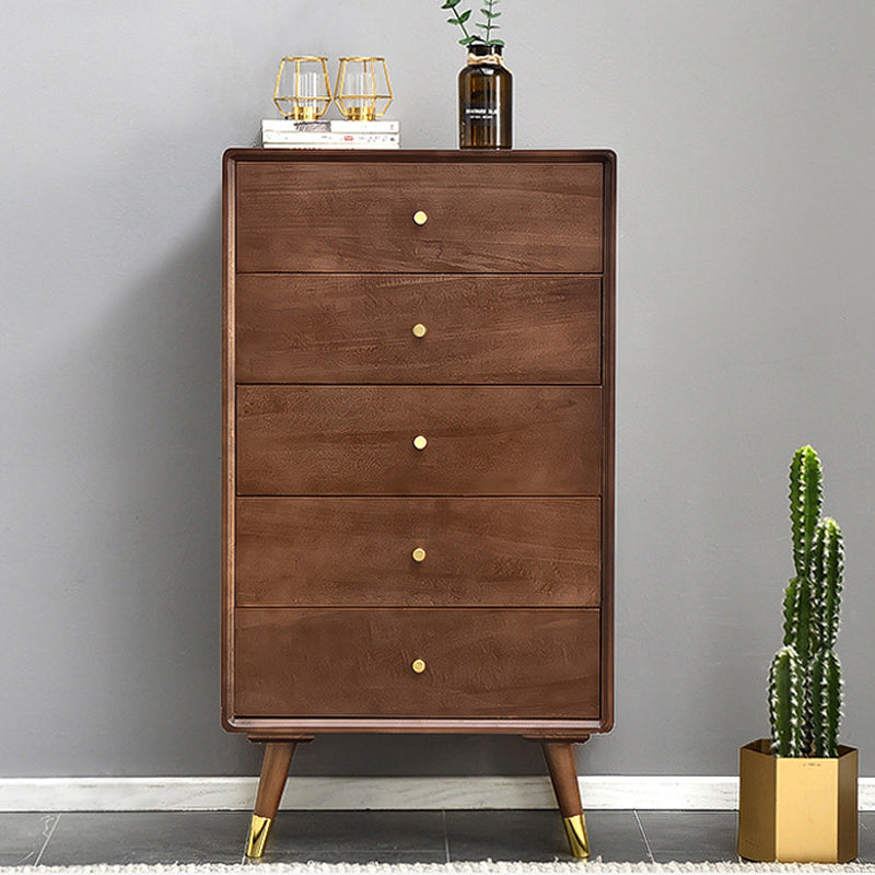 Cassettiera verticale Glam in legno massello con piedini in metallo