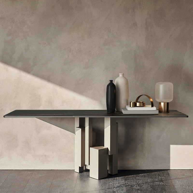 15" Wide Stone Contemporary Console Table Black Rectangle Sofa Table 47"L x 16"W x 31"H Bronze Clearhalo 'Console Tables' 'console_tables' 'Entry & Mudroom Furniture' 'furn' 'furn_console_tables' 'Furniture' 6136319