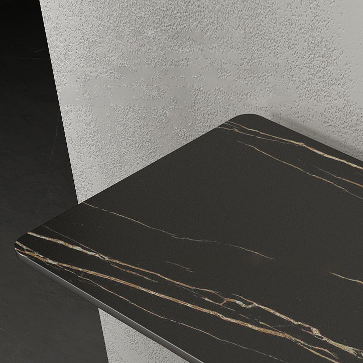 15" Wide Stone Contemporary Console Table Black Rectangle Sofa Table Clearhalo 'Console Tables' 'console_tables' 'Entry & Mudroom Furniture' 'furn' 'furn_console_tables' 'Furniture' 6136321