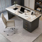 Pedestal Dark Taupe Office Desk Rectangular Writing Desk with Built in Outlets Clearhalo 'furn' 'furn_office_desk' 'Furniture' 'Office Desks' 'Office Furniture' 'office_desk' 6136490