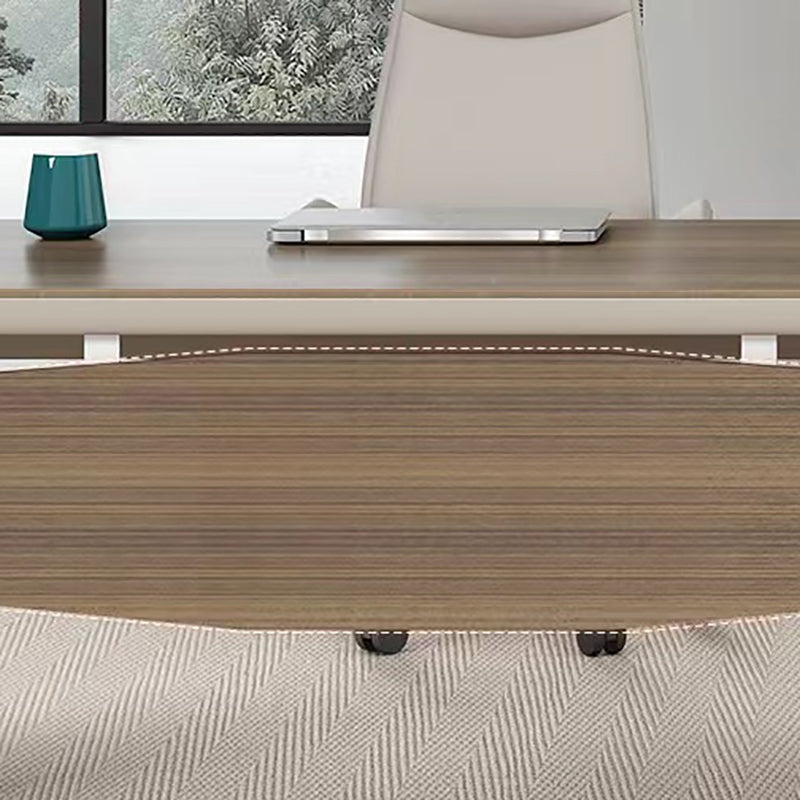 Natural Pedestal Executive Desk Contemporary L-Shape Locking Drawer Office Desk Clearhalo 'furn' 'furn_office_desk' 'Furniture' 'Office Desks' 'Office Furniture' 'office_desk' 6136597