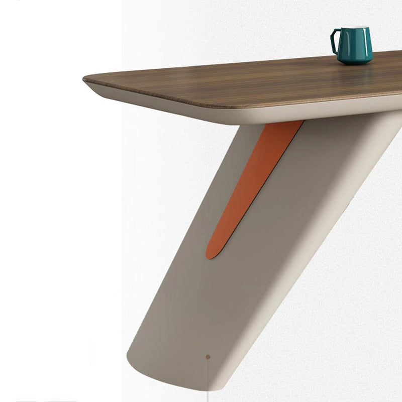 Natural Pedestal Executive Desk Contemporary L-Shape Locking Drawer Office Desk Clearhalo 'furn' 'furn_office_desk' 'Furniture' 'Office Desks' 'Office Furniture' 'office_desk' 6136599