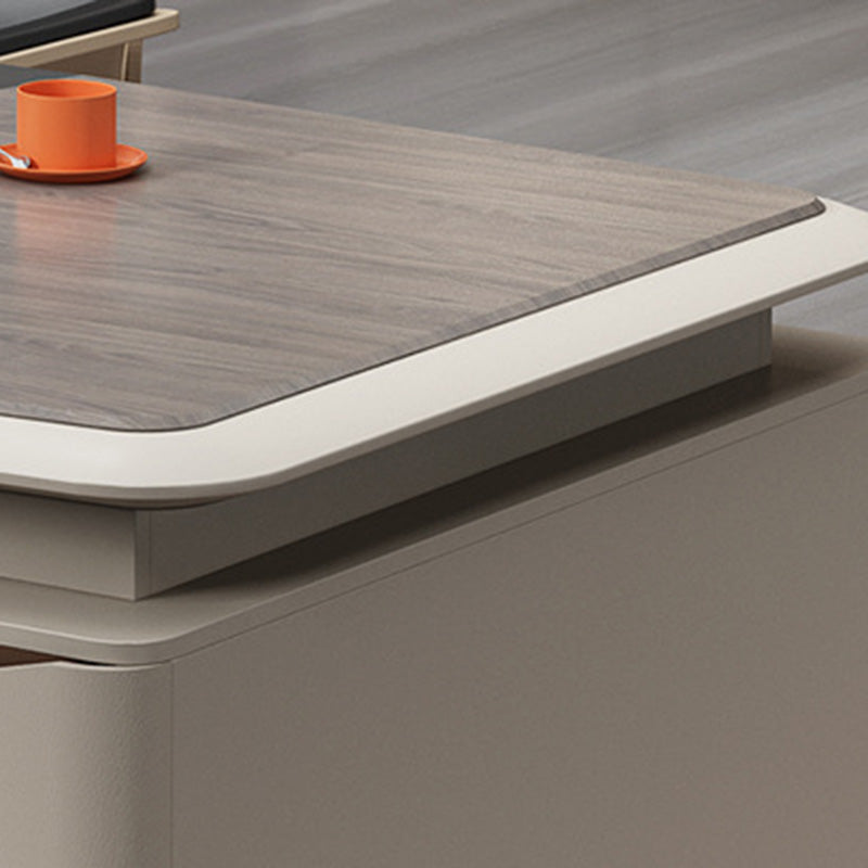 Scrivania da ufficio scuro taupe glam di scrittura rettangolare con cassetti