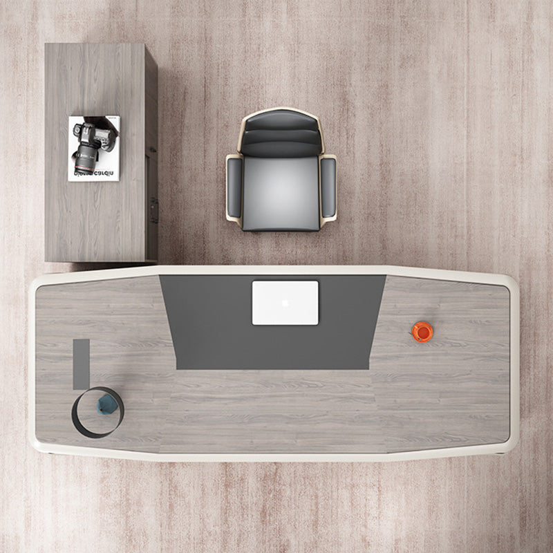 Scrivania da ufficio scuro taupe glam di scrittura rettangolare con cassetti