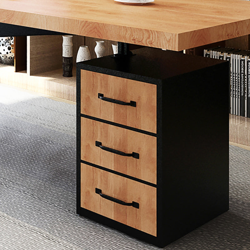 Industrial Natural Rectangular Executive Desk Home Office Desk with Metal Legs Clearhalo 'furn' 'furn_office_desk' 'Furniture' 'Office Desks' 'Office Furniture' 'office_desk' 6136681