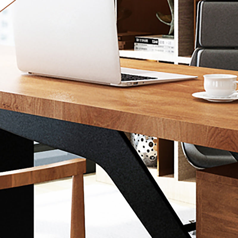 Industrial Natural Rectangular Executive Desk Home Office Desk with Metal Legs Clearhalo 'furn' 'furn_office_desk' 'Furniture' 'Office Desks' 'Office Furniture' 'office_desk' 6136682
