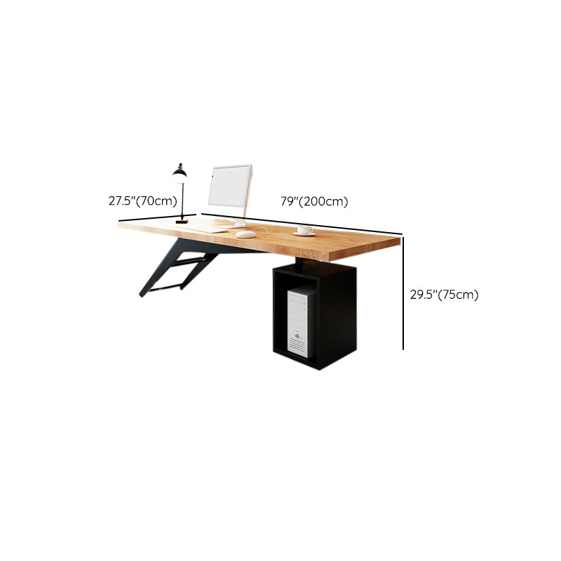 Industrial Natural Rectangular Executive Desk Home Office Desk with Metal Legs Clearhalo 'furn' 'furn_office_desk' 'Furniture' 'Office Desks' 'Office Furniture' 'office_desk' 6136689