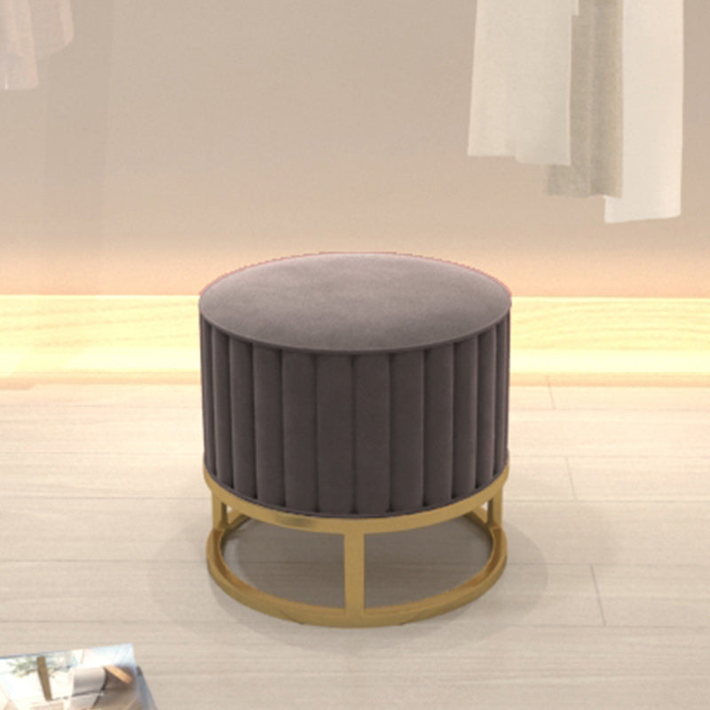Glam Pouf Ottoman Velvet Upholstered Tear Resistant Round Ottoman with Chair Legs Clearhalo 'furn' 'furn_ottomans_poufs' 'Furniture' 'Living Room Furniture' 'Ottomans & Poufs' 'ottomans_poufs' 6136791