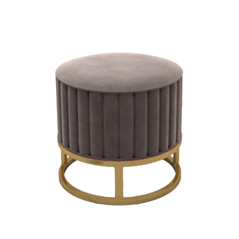 Glam Pouf Ottoman Velvet Upholstered Tear Resistant Round Ottoman with Chair Legs Gray 1 Piece Clearhalo 'furn' 'furn_ottomans_poufs' 'Furniture' 'Living Room Furniture' 'Ottomans & Poufs' 'ottomans_poufs' 6136792