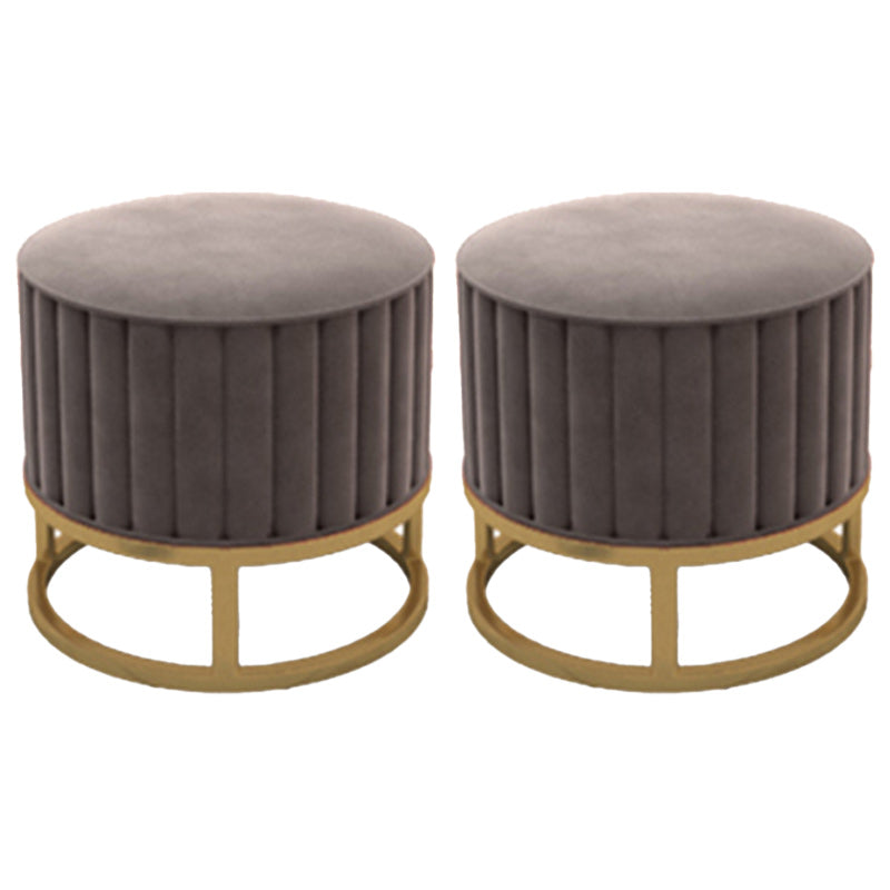 Glam Pouf Ottoman Velvet Upholstered Tear Resistant Round Ottoman with Chair Legs Gray 2 Piece Set Clearhalo 'furn' 'furn_ottomans_poufs' 'Furniture' 'Living Room Furniture' 'Ottomans & Poufs' 'ottomans_poufs' 6136793