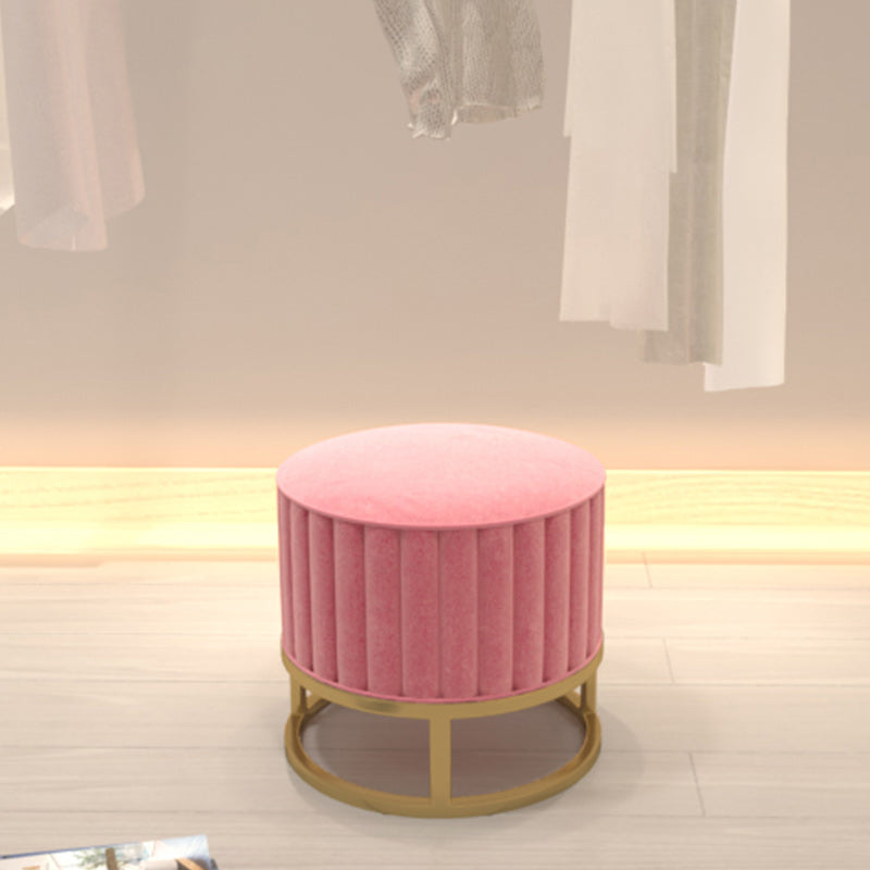 Glam Pouf Ottoman Velvet Upholstered Tear Resistant Round Ottoman with Chair Legs Clearhalo 'furn' 'furn_ottomans_poufs' 'Furniture' 'Living Room Furniture' 'Ottomans & Poufs' 'ottomans_poufs' 6136794