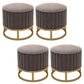 Glam Pouf Ottoman Velvet Upholstered Tear Resistant Round Ottoman with Chair Legs Gray 4 Piece Set Clearhalo 'furn' 'furn_ottomans_poufs' 'Furniture' 'Living Room Furniture' 'Ottomans & Poufs' 'ottomans_poufs' 6136796