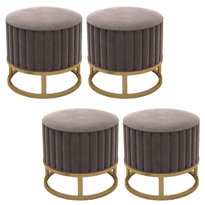 Glam Pouf Ottoman Velvet Upholstered Tear Resistant Round Ottoman with Chair Legs Gray 4 Piece Set Clearhalo 'furn' 'furn_ottomans_poufs' 'Furniture' 'Living Room Furniture' 'Ottomans & Poufs' 'ottomans_poufs' 6136796