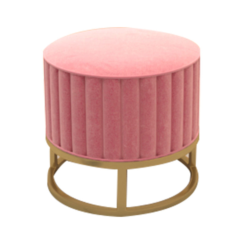 Glam Pouf Ottoman Velvet Upholstered Tear Resistant Round Ottoman with Chair Legs Pink 1 Piece Clearhalo 'furn' 'furn_ottomans_poufs' 'Furniture' 'Living Room Furniture' 'Ottomans & Poufs' 'ottomans_poufs' 6136798