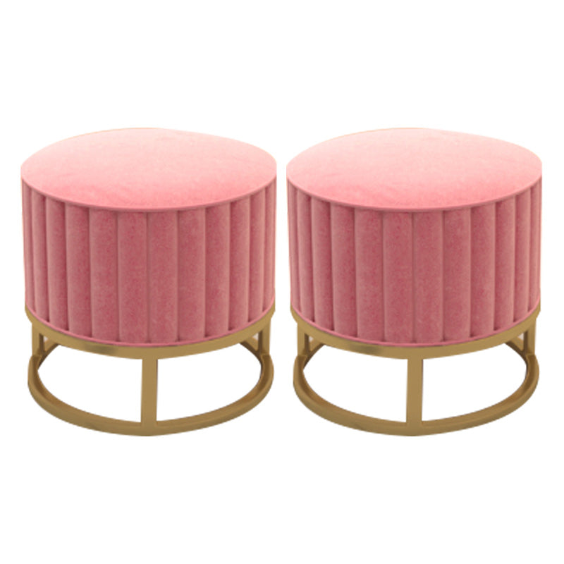 Glam Pouf Ottoman Velvet Upholstered Tear Resistant Round Ottoman with Chair Legs Pink 2 Piece Set Clearhalo 'furn' 'furn_ottomans_poufs' 'Furniture' 'Living Room Furniture' 'Ottomans & Poufs' 'ottomans_poufs' 6136799