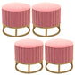 Glam Pouf Ottoman Velvet Upholstered Tear Resistant Round Ottoman with Chair Legs Pink 4 Piece Set Clearhalo 'furn' 'furn_ottomans_poufs' 'Furniture' 'Living Room Furniture' 'Ottomans & Poufs' 'ottomans_poufs' 6136801