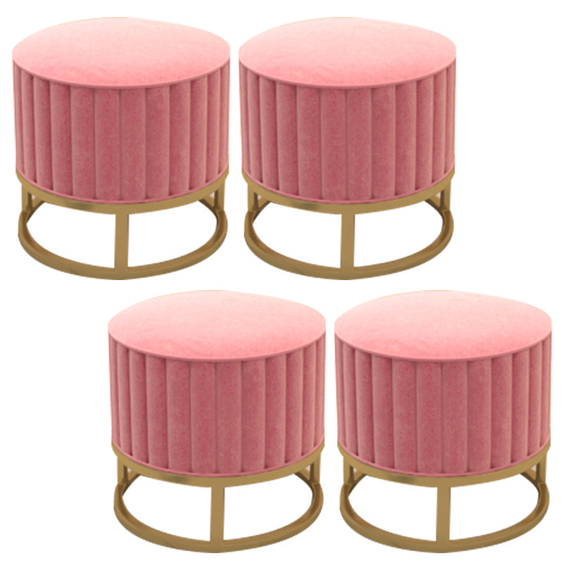 Glam Pouf Ottoman Velvet Upholstered Tear Resistant Round Ottoman with Chair Legs Pink 4 Piece Set Clearhalo 'furn' 'furn_ottomans_poufs' 'Furniture' 'Living Room Furniture' 'Ottomans & Poufs' 'ottomans_poufs' 6136801