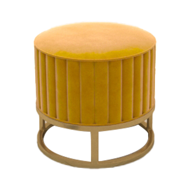 Glam Pouf Ottoman Velvet Upholstered Tear Resistant Round Ottoman with Chair Legs Yellow 1 Piece Clearhalo 'furn' 'furn_ottomans_poufs' 'Furniture' 'Living Room Furniture' 'Ottomans & Poufs' 'ottomans_poufs' 6136803
