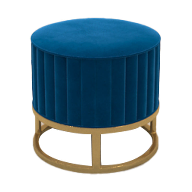 Glam Pouf Ottoman Velvet Upholstered Tear Resistant Round Ottoman with Chair Legs Blue 1 Piece Clearhalo 'furn' 'furn_ottomans_poufs' 'Furniture' 'Living Room Furniture' 'Ottomans & Poufs' 'ottomans_poufs' 6136807