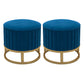 Glam Pouf Ottoman Velvet Upholstered Tear Resistant Round Ottoman with Chair Legs Blue 2 Piece Set Clearhalo 'furn' 'furn_ottomans_poufs' 'Furniture' 'Living Room Furniture' 'Ottomans & Poufs' 'ottomans_poufs' 6136808