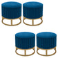 Glam Pouf Ottoman Velvet Upholstered Tear Resistant Round Ottoman with Chair Legs Blue 4 Piece Set Clearhalo 'furn' 'furn_ottomans_poufs' 'Furniture' 'Living Room Furniture' 'Ottomans & Poufs' 'ottomans_poufs' 6136809