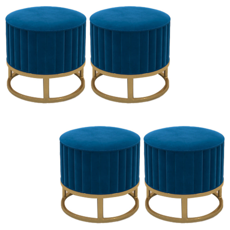 Glam Pouf Ottoman Velvet Upholstered Tear Resistant Round Ottoman with Chair Legs Blue 4 Piece Set Clearhalo 'furn' 'furn_ottomans_poufs' 'Furniture' 'Living Room Furniture' 'Ottomans & Poufs' 'ottomans_poufs' 6136809