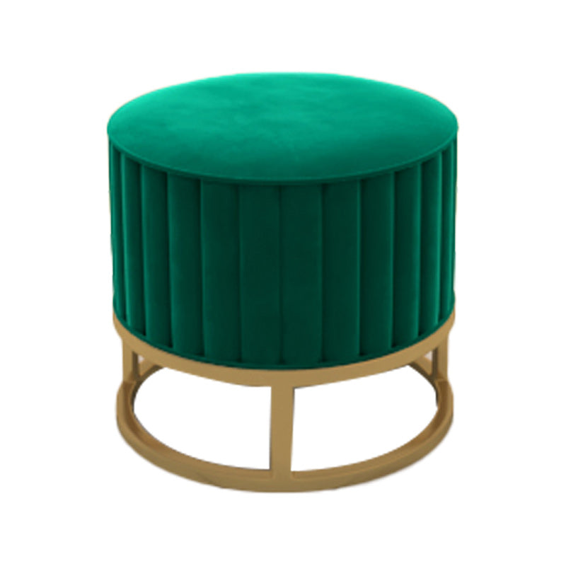 Glam Pouf Ottoman Velvet Upholstered Tear Resistant Round Ottoman with Chair Legs Green 1 Piece Clearhalo 'furn' 'furn_ottomans_poufs' 'Furniture' 'Living Room Furniture' 'Ottomans & Poufs' 'ottomans_poufs' 6136810