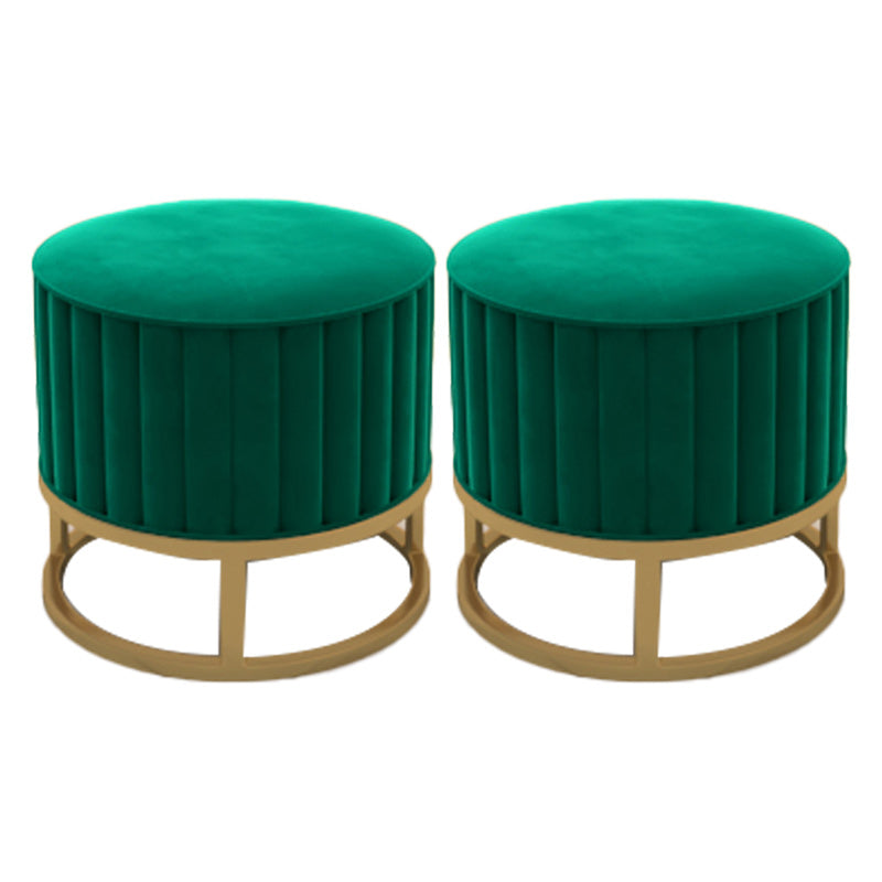 Glam Pouf Ottoman Velvet Upholstered Tear Resistant Round Ottoman with Chair Legs Green 2 Piece Set Clearhalo 'furn' 'furn_ottomans_poufs' 'Furniture' 'Living Room Furniture' 'Ottomans & Poufs' 'ottomans_poufs' 6136811