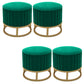 Glam Pouf Ottoman Velvet Upholstered Tear Resistant Round Ottoman with Chair Legs Green 4 Piece Set Clearhalo 'furn' 'furn_ottomans_poufs' 'Furniture' 'Living Room Furniture' 'Ottomans & Poufs' 'ottomans_poufs' 6136812