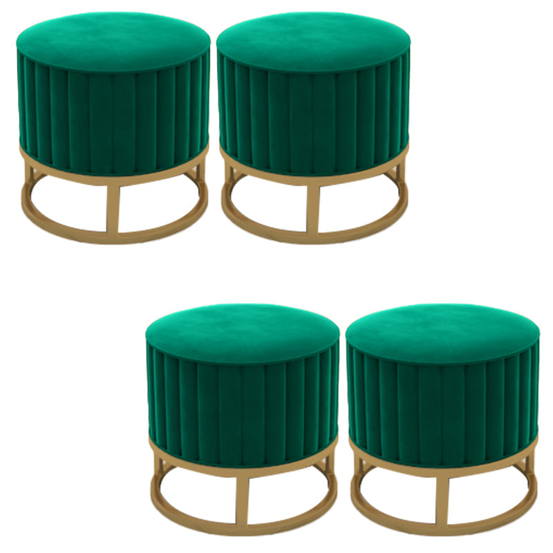 Glam Pouf Ottoman Velvet Upholstered Tear Resistant Round Ottoman with Chair Legs Green 4 Piece Set Clearhalo 'furn' 'furn_ottomans_poufs' 'Furniture' 'Living Room Furniture' 'Ottomans & Poufs' 'ottomans_poufs' 6136812