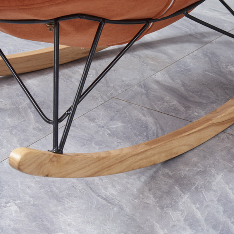 Moderner orangefarbener Schaukelstuhl Leder tränenresistent Rocker Stuhl für Wohnzimmer