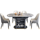Contemporary Storage Pedestal Dining Table Round Extendable Dinner Table for Home Clearhalo 'Dining Tables & Seating' 'Dining Tables' 'dining_table' 'furn' 'furn_dining_table' 'Furniture' 'Kitchen & Dining Furniture' 6137075