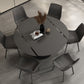 Modern Pedestal Casual Dining Table Round Dinner Table with Stainless Steel Base