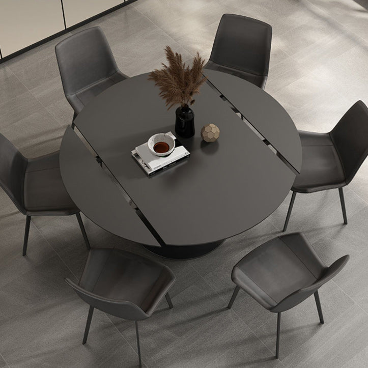 Modern Pedestal Casual Dining Table Round Dinner Table with Stainless Steel Base