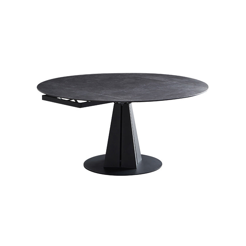 Modern Pedestal Casual Dining Table Round Dinner Table with Stainless Steel Base